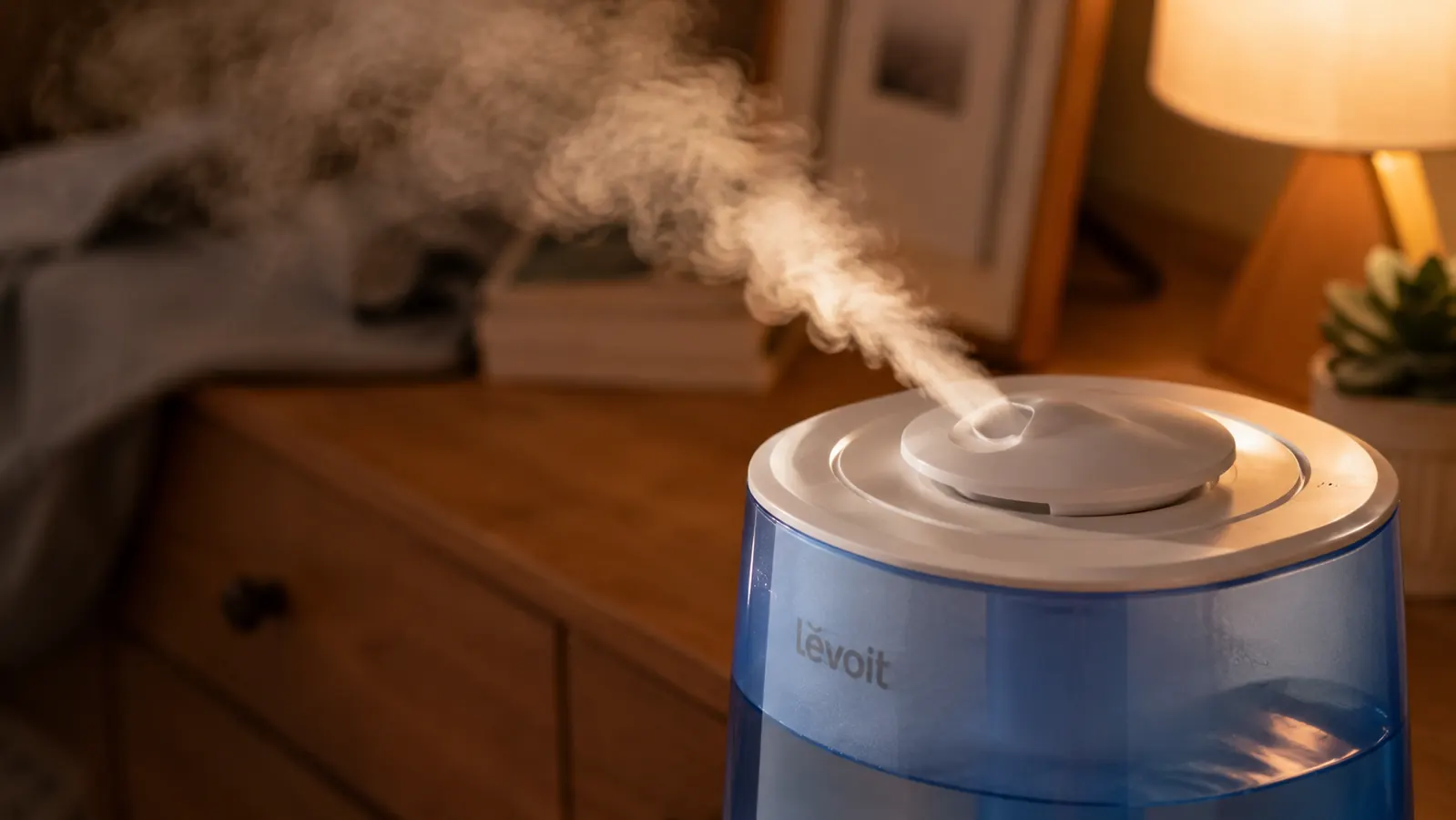 Close-up of the 360 degree rotating mist nozzle on a cool mist humidifier